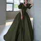 Green satin long A line princess gown formal gown  10192