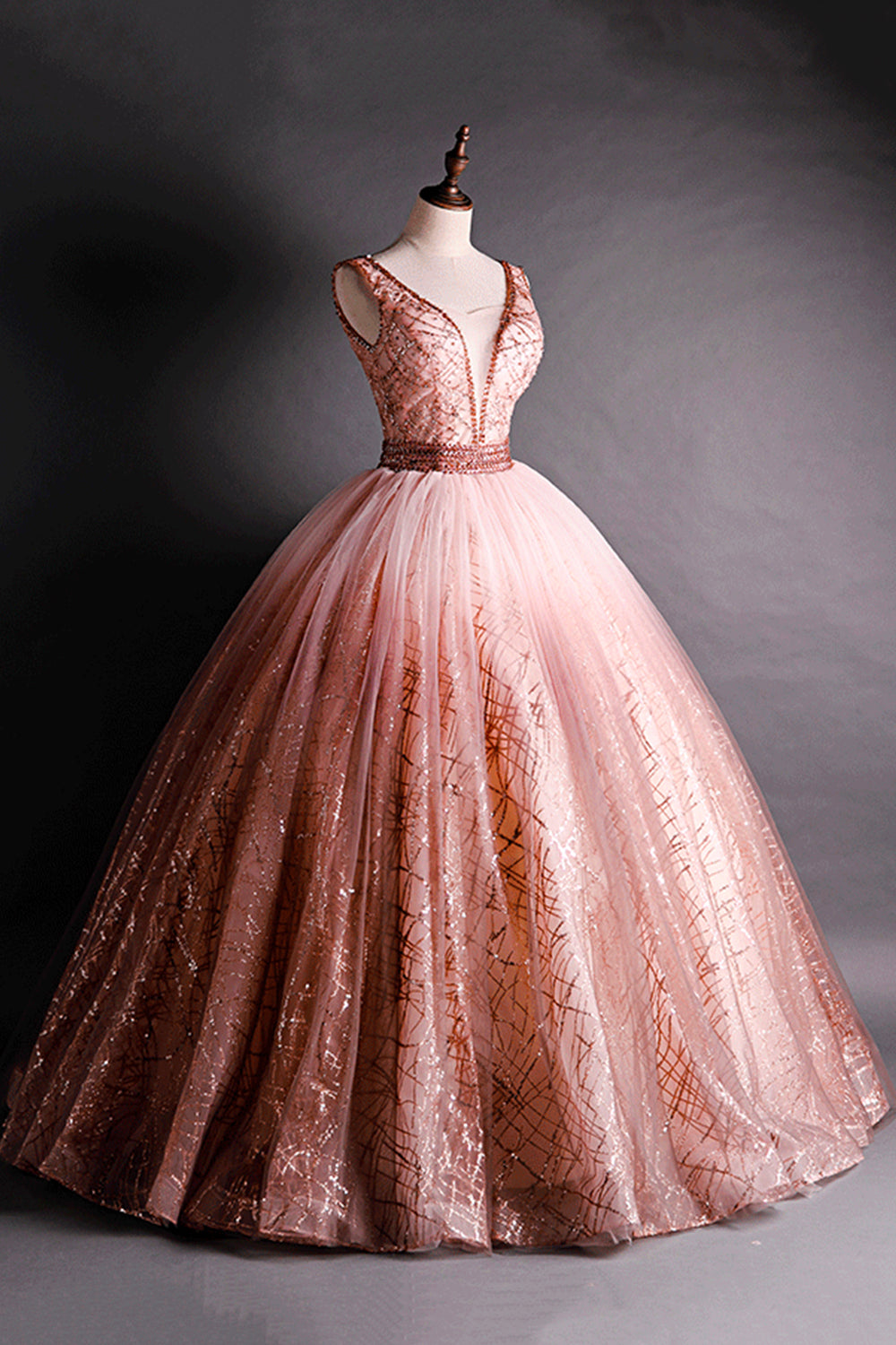 Robe de bal longue en tulle à paillettes, ligne A, robe de soirée 8590