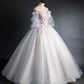 Cute tulle applique long prom gown A line evening gown  10260