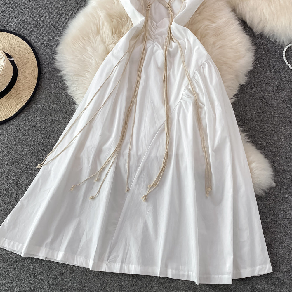 White A Line Backless Short Dress Fashion Dress  10717