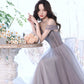 Cute tulle beads long prom dress A line evening gown  10319