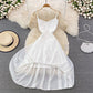 White Chiffon A Line Short Dress Fashion Dress  10896