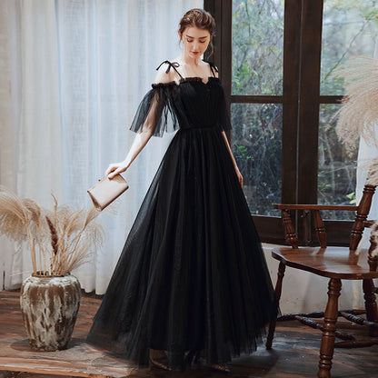 Black tulle long prom dress formal dress  8367