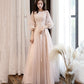 Black tulle lace long prom dress A line evening dress  10460