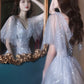 Gray tulle sequins short prom dress homecoming dress  10611
