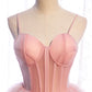 Pink tulle long prom dress pink evening dress  8518
