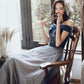 Blue velvet tulle long prom dress evening gown  10233