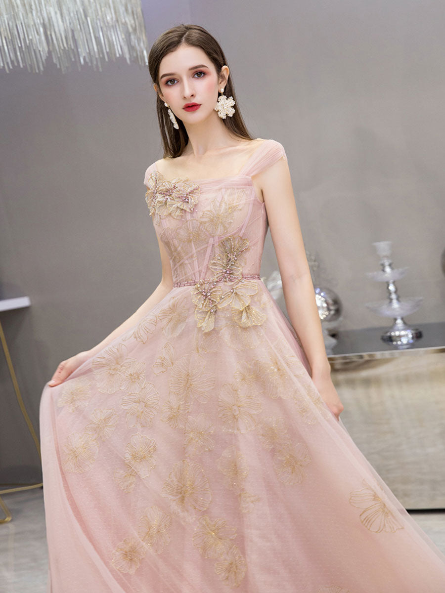 High quality A line tulle long prom dress formal dress  8288