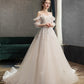Cute tulle lace long prom dress A line evening dress  10573