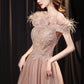 Cute tulle lace long prom dress A line evening gown  10165