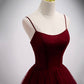 Burgundy tulle long prom dress two pieces evening dress  10328