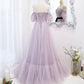 Purple tulle long prom dress A line evening dress  10446