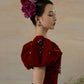 Burgundy velvet long prom dress evening gown  10239