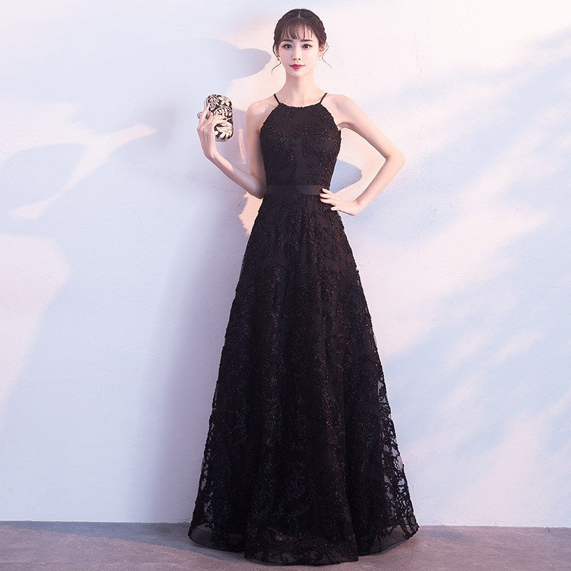 Black long prom dress black evening dress  8243