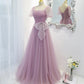 Purple tulle long A line prom dress evening dress  8820