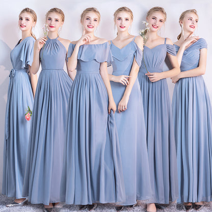 Blue chiffon long A line prom dress bridesmaid dress  10043