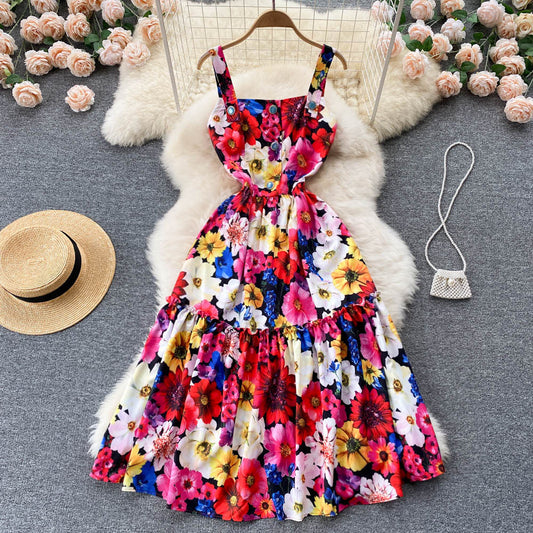 Cute A Line Floral Dress Fashion Dress  10663