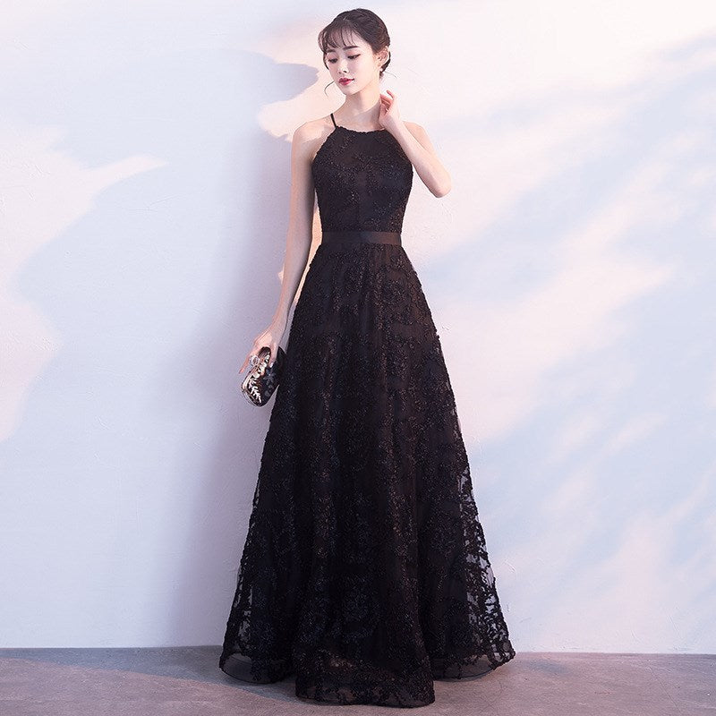 Black long prom dress black evening dress  8243