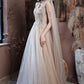 Champagne tulle sequins long prom dress evening dress  10605