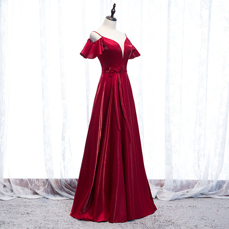 Burgundy long prom dress evening dress  8268