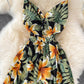 Cute V Neck Floral Dress With Bow Fashion Dress  10790