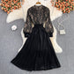 Black V Neck Lace A Line Dress Fashion Dress  10888