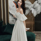 Simple A line long white prom dress white evening dress  10338