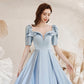 Cute satin long prom dress blue evening dress  10531