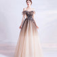 Cute tulle sequins long prom dress evening dress  10470