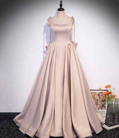 Süßes langes Ballkleid in A-Linie aus Satin mit Schleife 10404