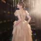 Cute tulle sequins long prom dress A line evening dress  10413