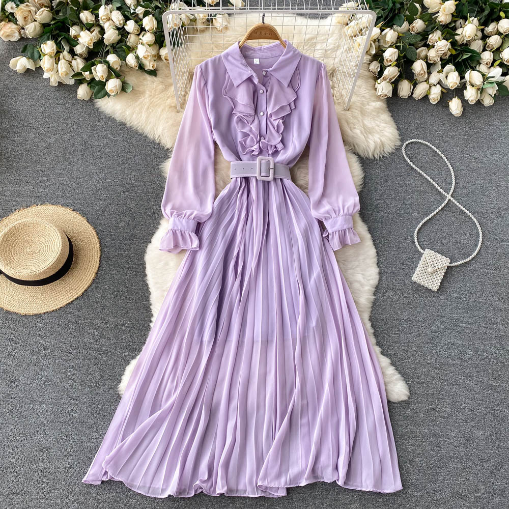 Elegant Chiffon Long Sleeve Dress Fashion Dress  10856