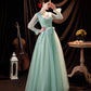 Green tulle lace long prom dress green evening dress  10535