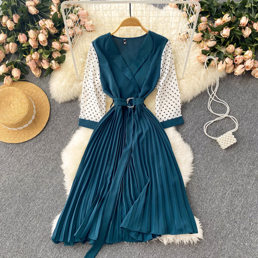 Cute V Neck Long Sleeve Dress A Line Fashion Dress  10667