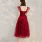 Red tulle short A line prom dress cocktail dress  10399