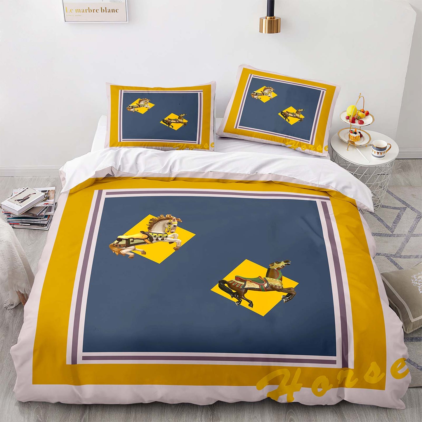Cutom Bettbezug-Set Muster Chic Bettbezug King Size für Teenager Erwachsene Bettwäsche-Set mit Kissenbezügen M3001