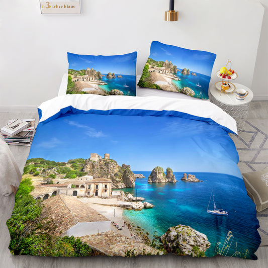 Parure de lit avec housse de couette et taies d'oreiller pour adolescents et adultes, taille King size, HJ3001