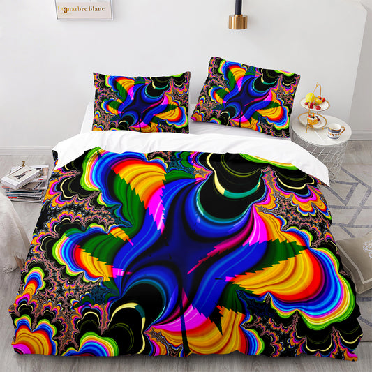 Parure de lit avec housse de couette et taies d'oreiller Motif feuille d'érable Housse de couette chic King Size pour adolescents et adultes FY3001