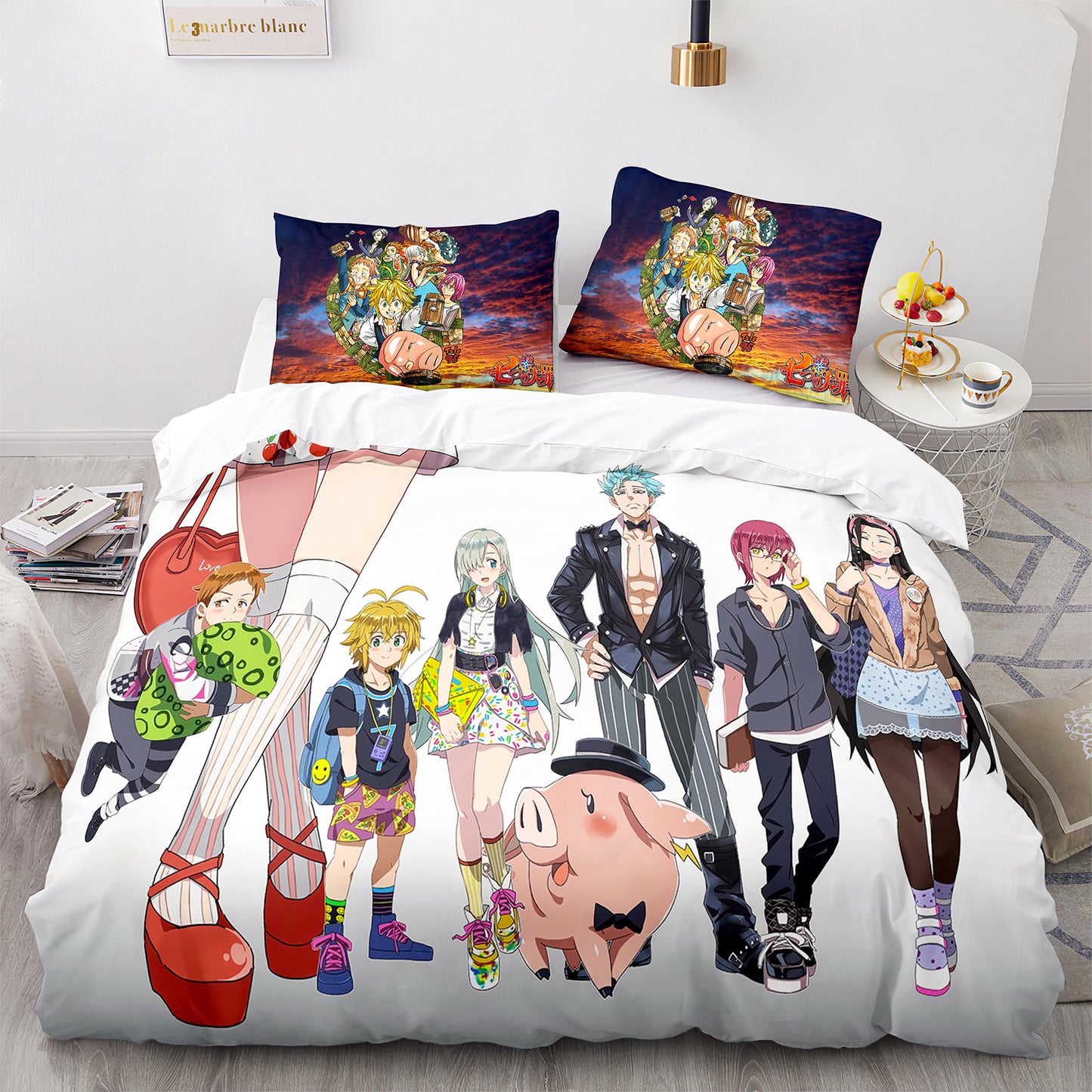 Parure de lit avec housse de couette et taies d'oreiller pour adolescents et adultes, taille King size, QZZ3002