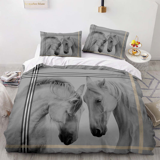 Parure de lit avec housse de couette et taies d'oreiller pour adolescents et adultes, taille King size, M3002