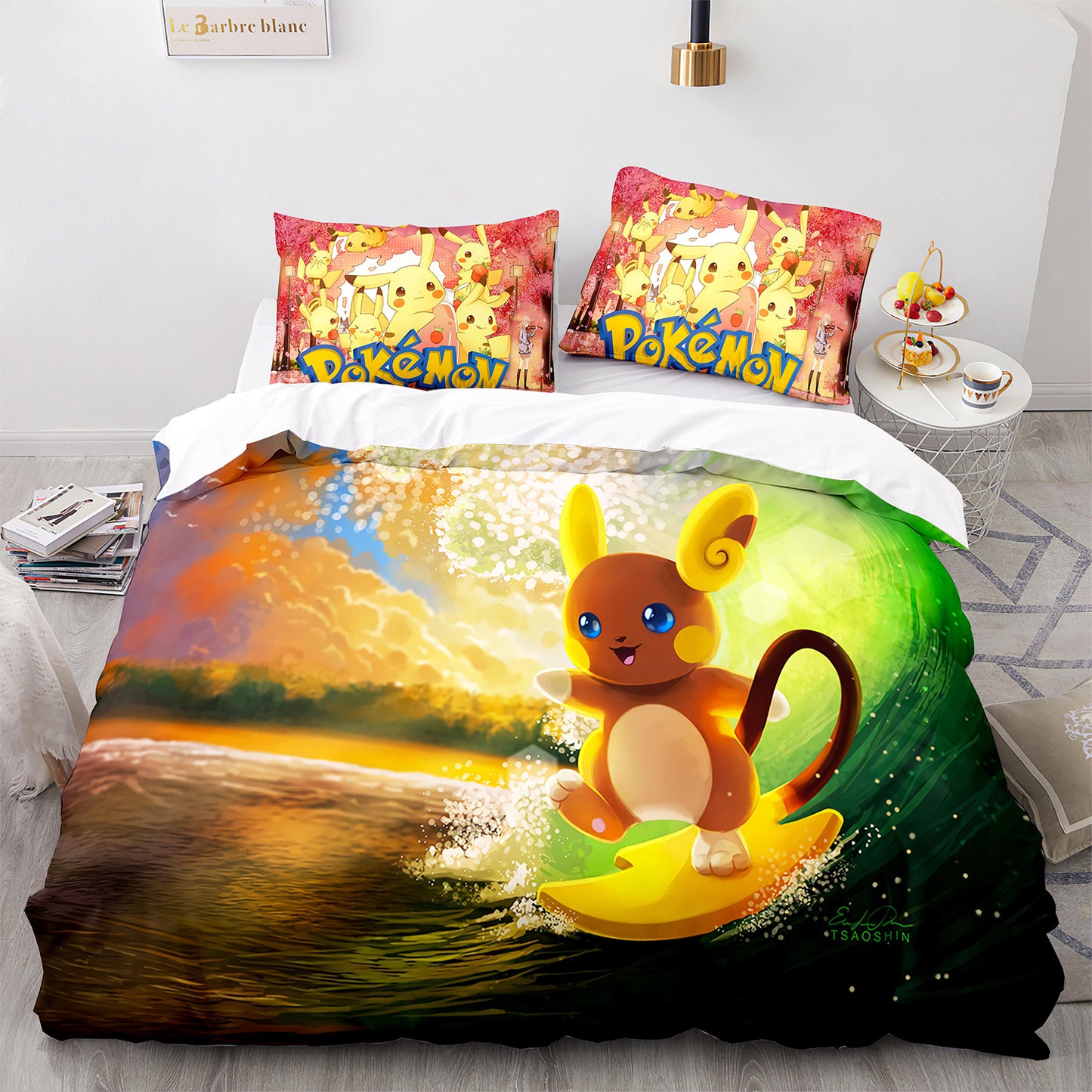 Parure de lit avec housse de couette et taies d'oreiller pour adolescents et adultes, taille King size, PKQ3004