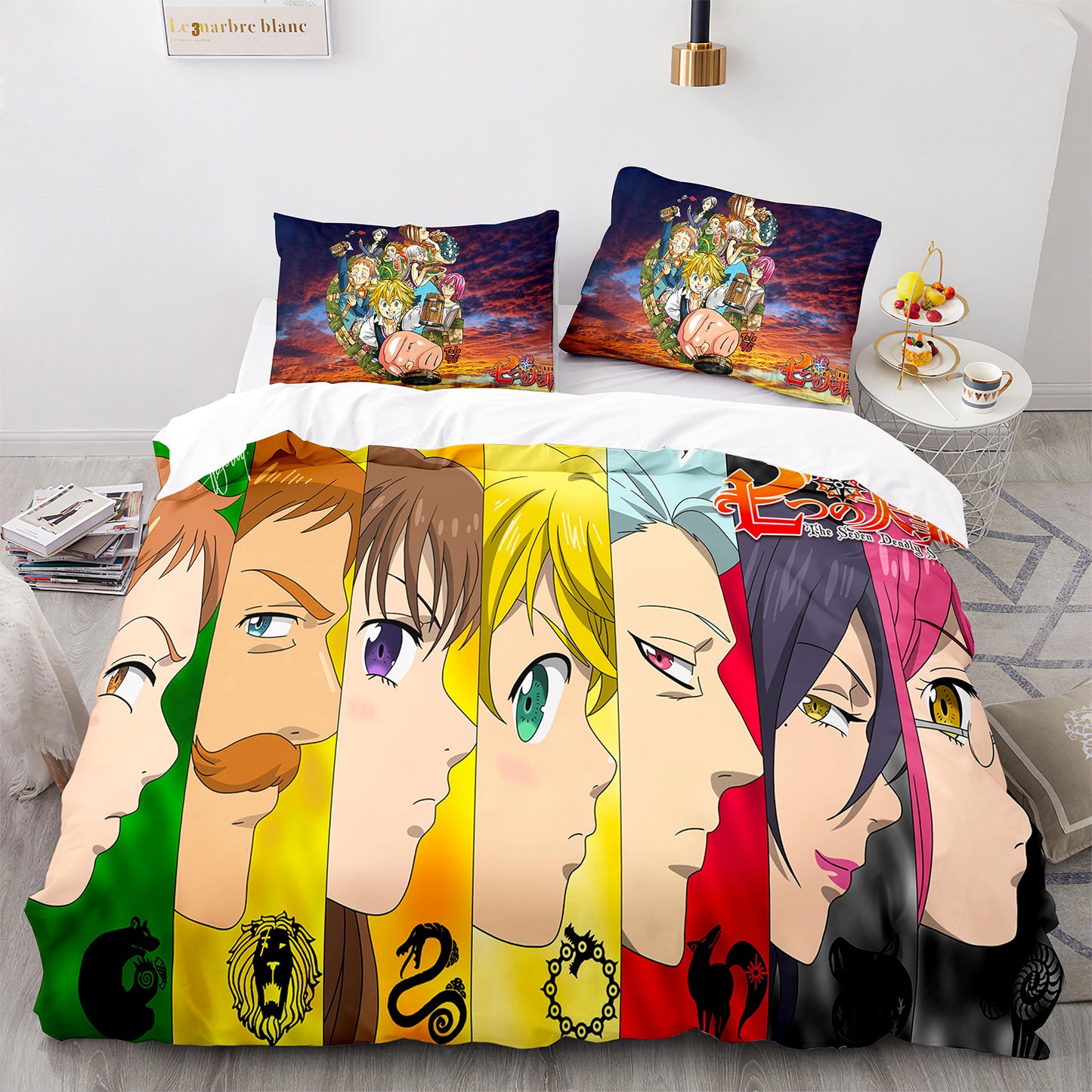Parure de lit avec housse de couette et taies d'oreiller pour adolescents et adultes, taille King size, QZZ3004