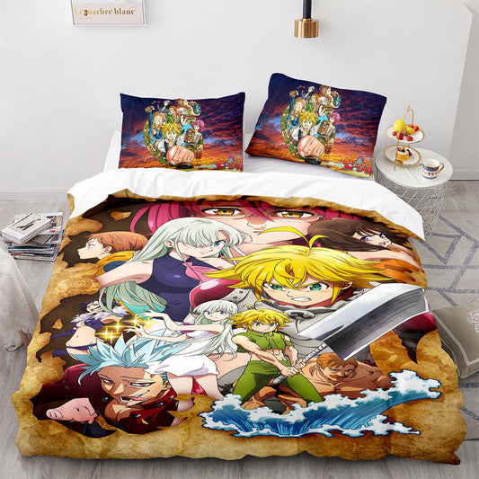 Parure de lit avec housse de couette et taies d'oreiller pour adolescents et adultes, taille King size, QZZ3005