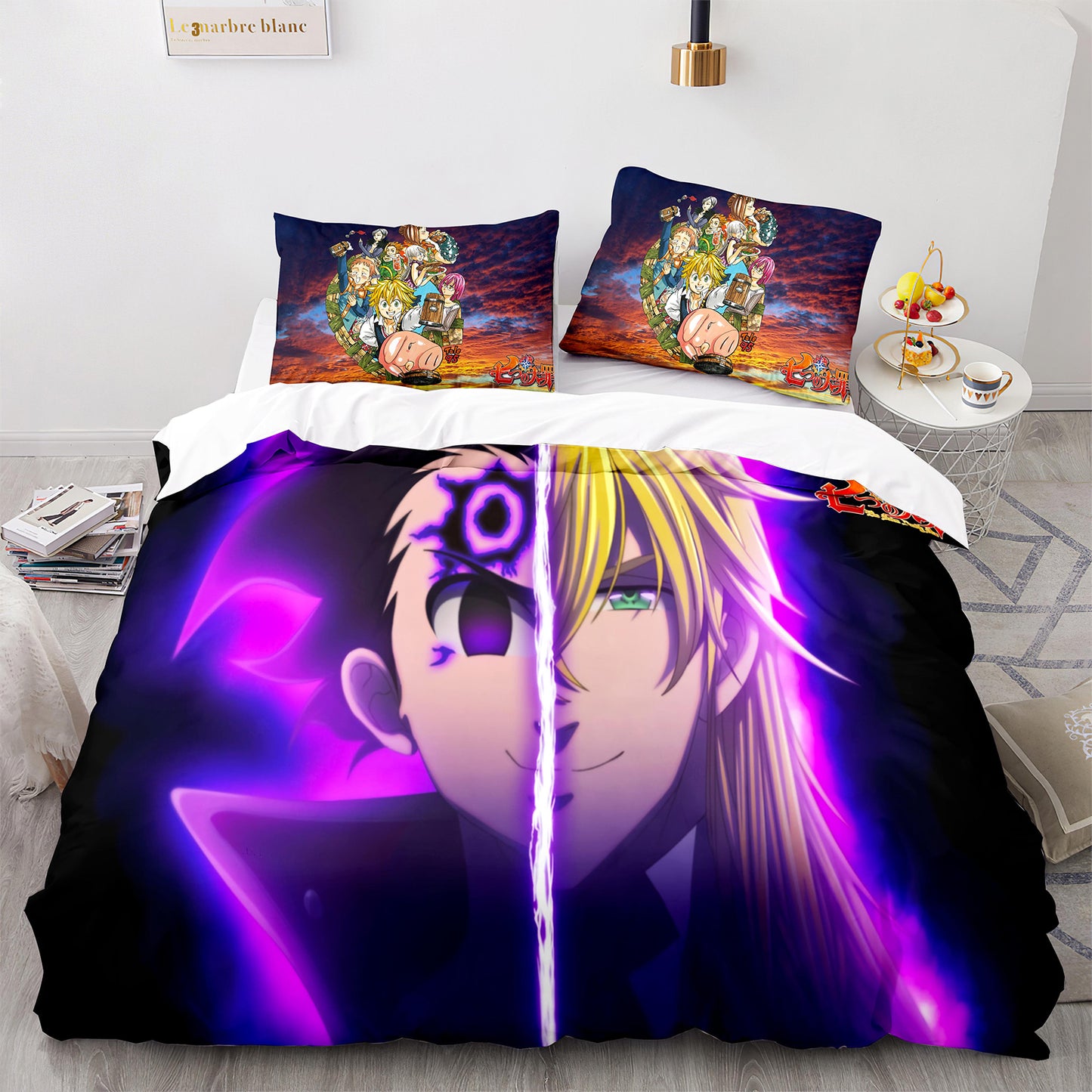 Parure de lit avec housse de couette et taies d'oreiller pour adolescents et adultes, taille King size, QZZ3006