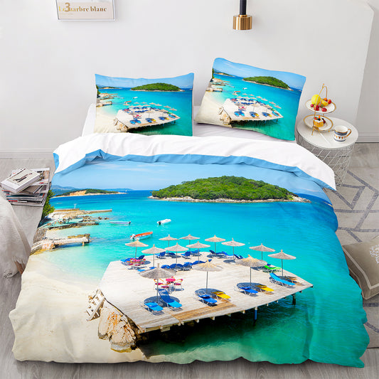 Parure de lit avec housse de couette et taies d'oreiller pour adolescents et adultes, taille King size, HJ3007