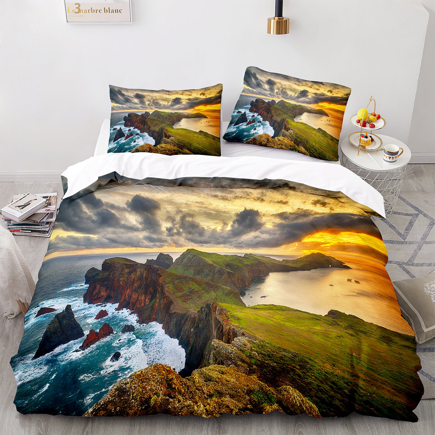 Parure de lit avec housse de couette et taies d'oreiller pour adolescents et adultes, taille King size, HJ3008