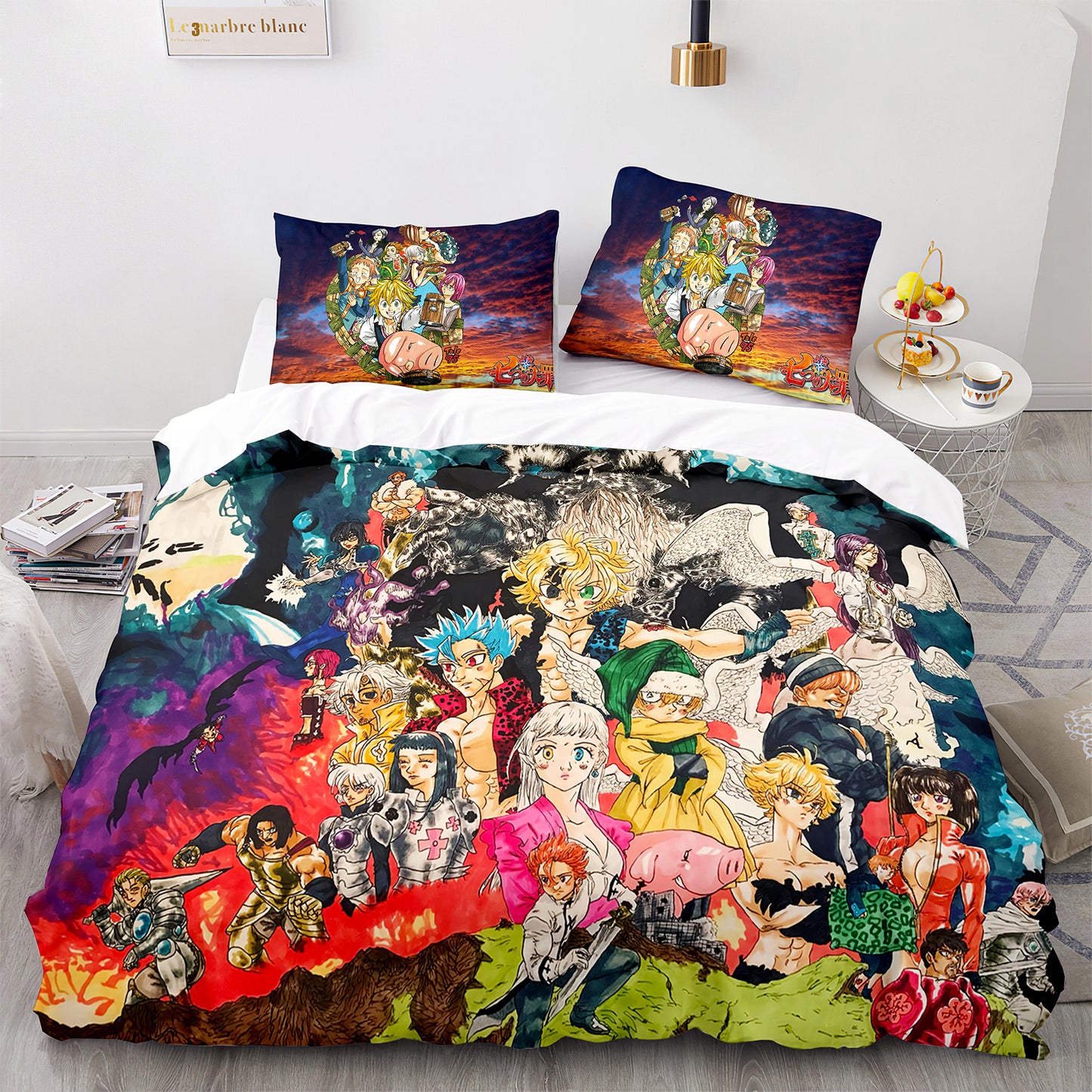 Cutom Bettbezug-Set Muster Chic Bettbezug King Size für Teenager Erwachsene Bettwäsche-Set mit Kissenbezügen QZZ3009