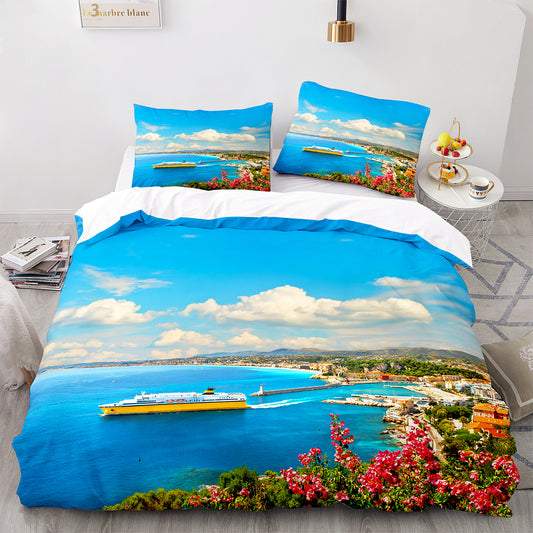 Parure de lit avec housse de couette et taies d'oreiller pour adolescents et adultes, taille King size, HJ3009