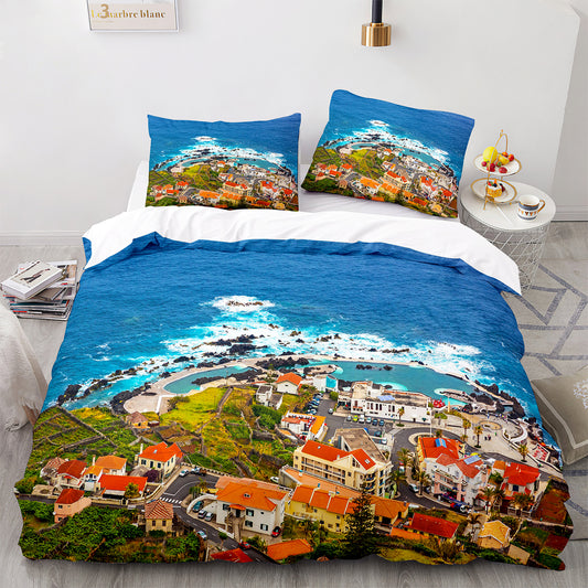 Parure de lit avec housse de couette et taies d'oreiller pour adolescents et adultes, taille King size, HJ3010