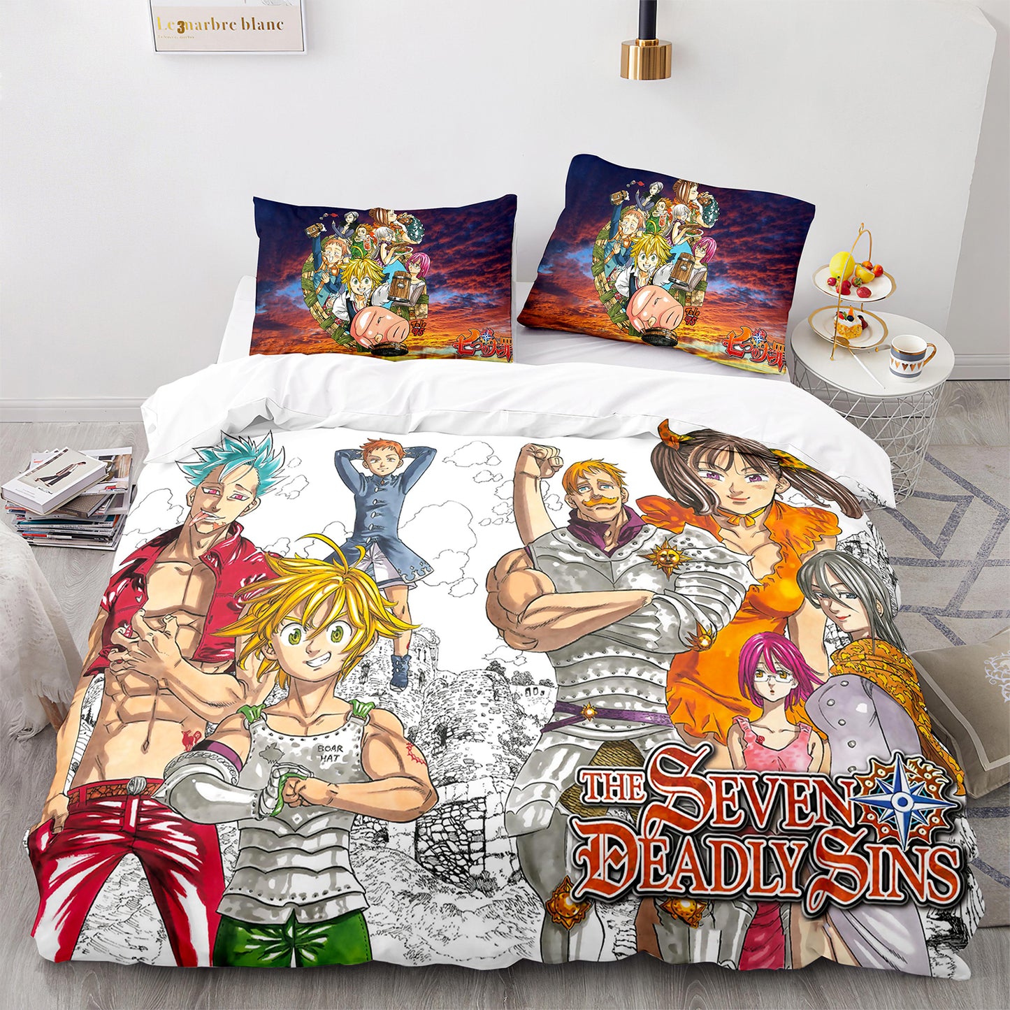 Cutom Bettbezug-Set Muster Chic Bettbezug King Size für Teenager Erwachsene Bettwäsche-Set mit Kissenbezügen QZZ3010